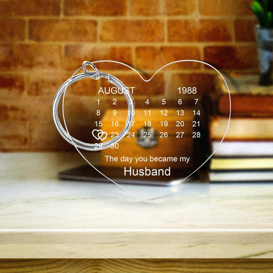 Personalized Calendar Keychain The Day You Became My Special One Keyring