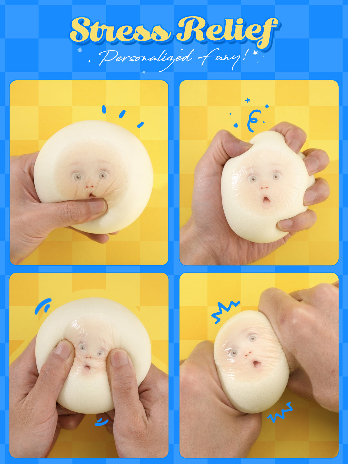 Custom Photo Stress Relief Bun Toy – Personalized Decompression Manju Style Toy