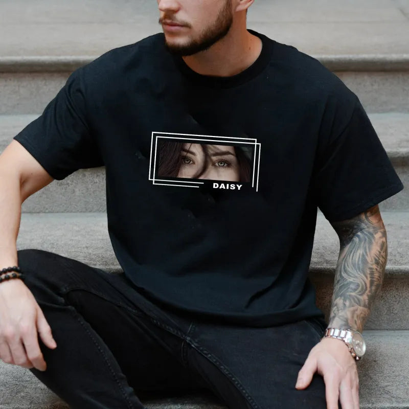 Unique Custom Eyes Tee Loved One's Eyes Shirt Personalized Eyes Artwork Tee Unique Eyes Sketch Art from Photo Gift for Your Love