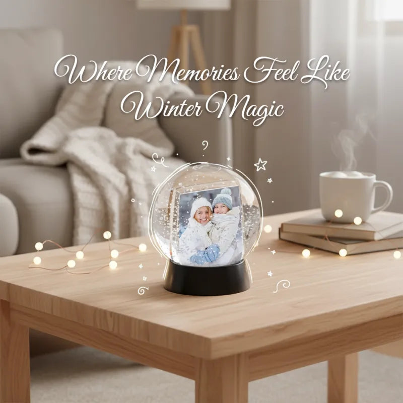 Personalized Photo Photo Snow Globe with Black Base Snow Globe Family Christmas Keepsake Valentines Gift