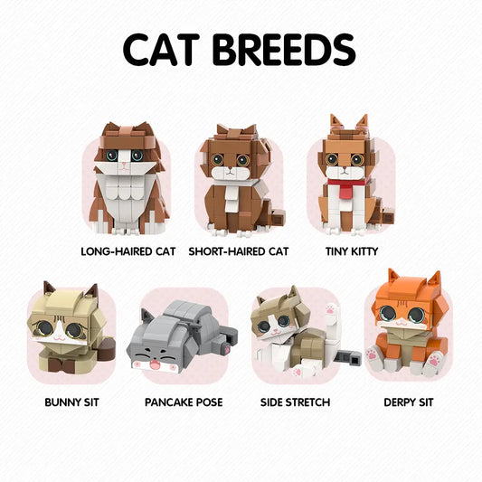 Custom Full-Body Cute Brick Figures of 2 People and 2 Cats with Frame Personalized Anniversary Gift Birthday Gift