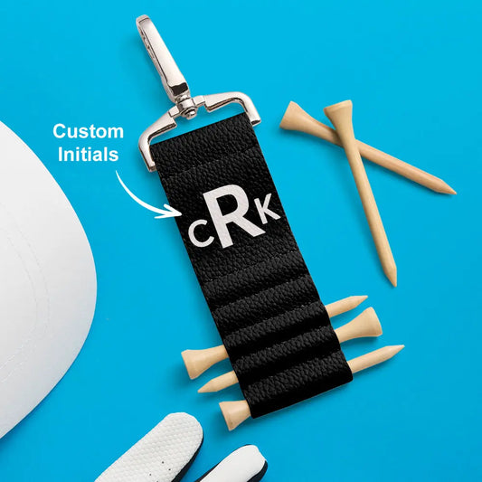 Personalized Monogram Golf Bag Tag Tee Holder with 5 Tees Golf Accessory Gift for Golf Lover