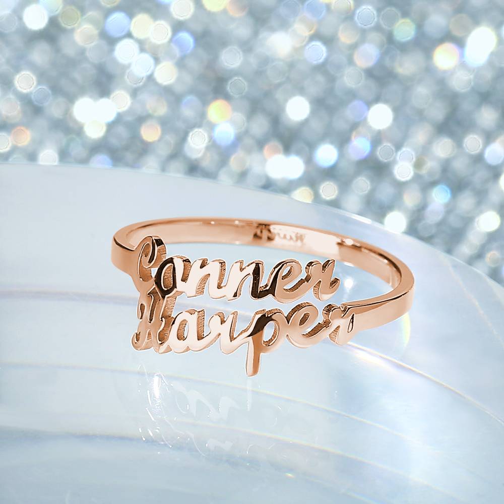 Custom Double Names Ring - 925 Sterling Silver