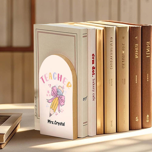 Personalized Wood Bookends with Name Back to School Appreciation Gift for Teacher