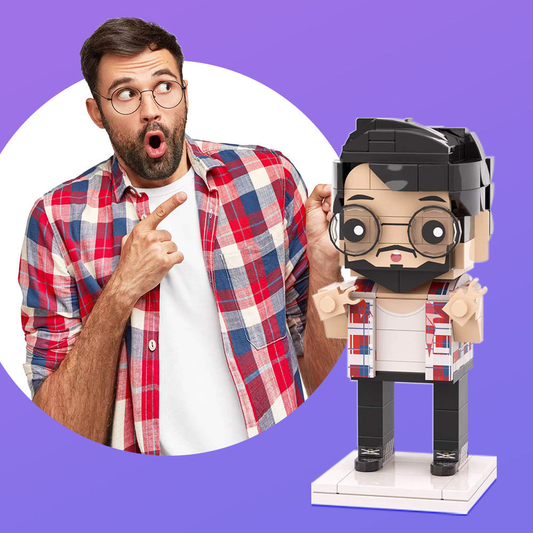 Basic Version Full Body Customizable 1 Person Custom Brick Figures Small Particle Block Toy Men's Plaid Shirt Brick Me Figures