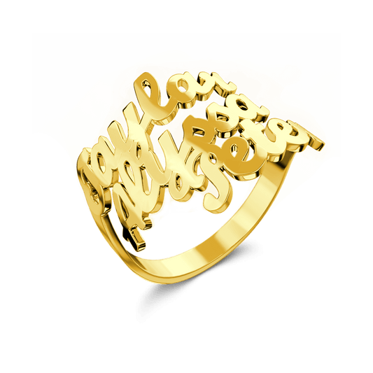 Custom Three Names Ring - 925 Sterling Silver