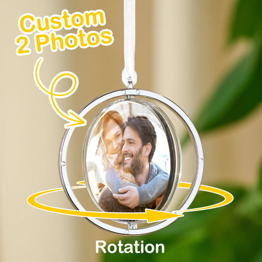 Personalized Photo Rotation Ornament Car Rearview Mirror Pendant Gift for Him