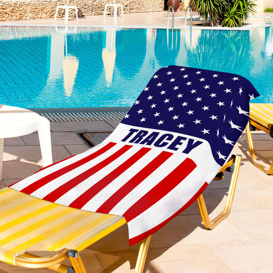 Personalized Name Flag Pentagram Beach Towel