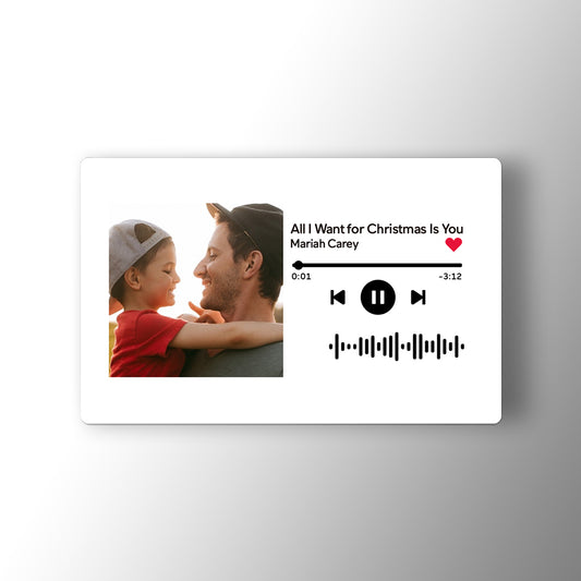 Custom Scannable Code Music Wallet Insert Card with Photo - White