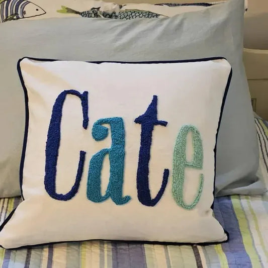 Home Decor Punch Needle Embroidered Custom Pillow Case Gift Dorm Room Decor Kids Room Decor Cover Only (Insert Not Included)