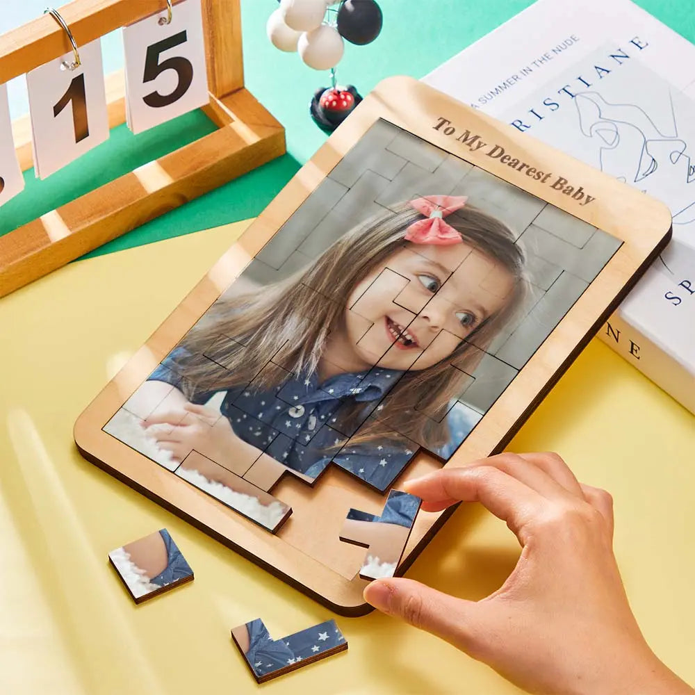 Custom Photo Puzzle Tetris Personalised Wooden Frame Gifts for Kids
