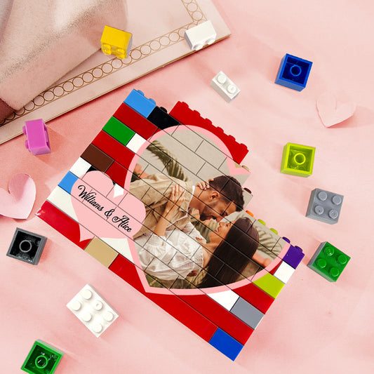 Personalized Heart Photo Block Puzzle Colors Building Brick