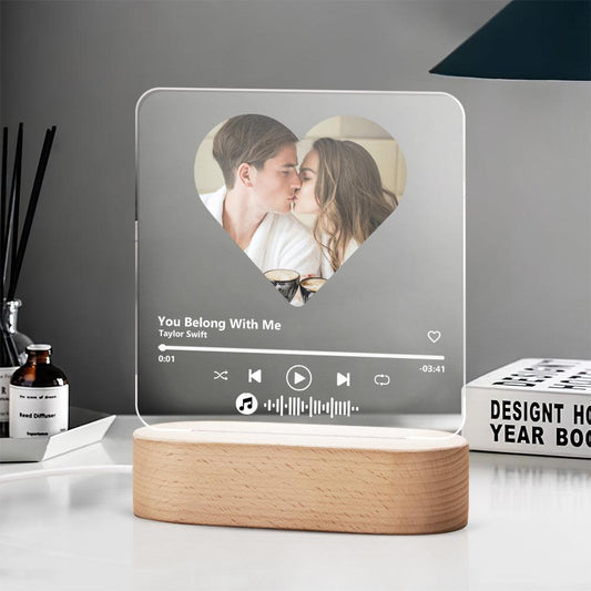 Custom Music Code Heart 7 Color Lamp For Dad Acrylic Music Plaque Night Light
