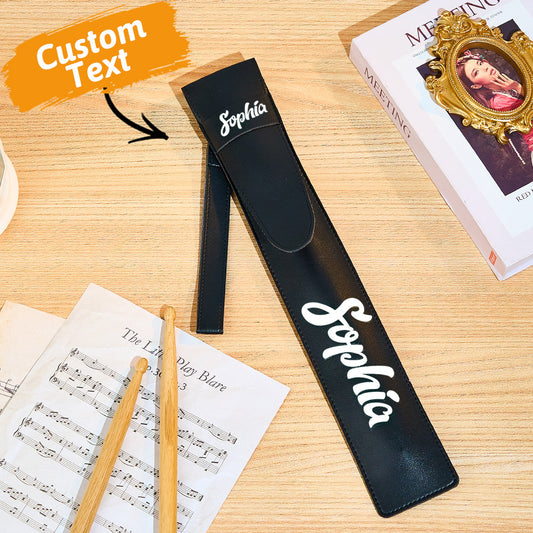 Personalized PU Leather Drumstick Bag with Name and Detachable Wrist Strap Drum Accessory Gift for Drummer