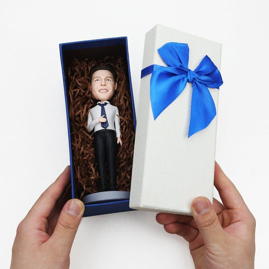 Hands Behind Business Man Custom Bobbleheads With Engraved Text