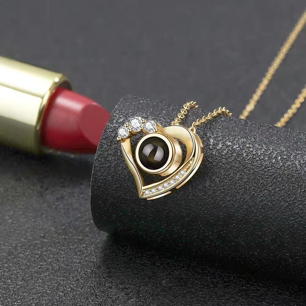 Personalized Heart Shaped Projection Necklace 925 Sterling Silver