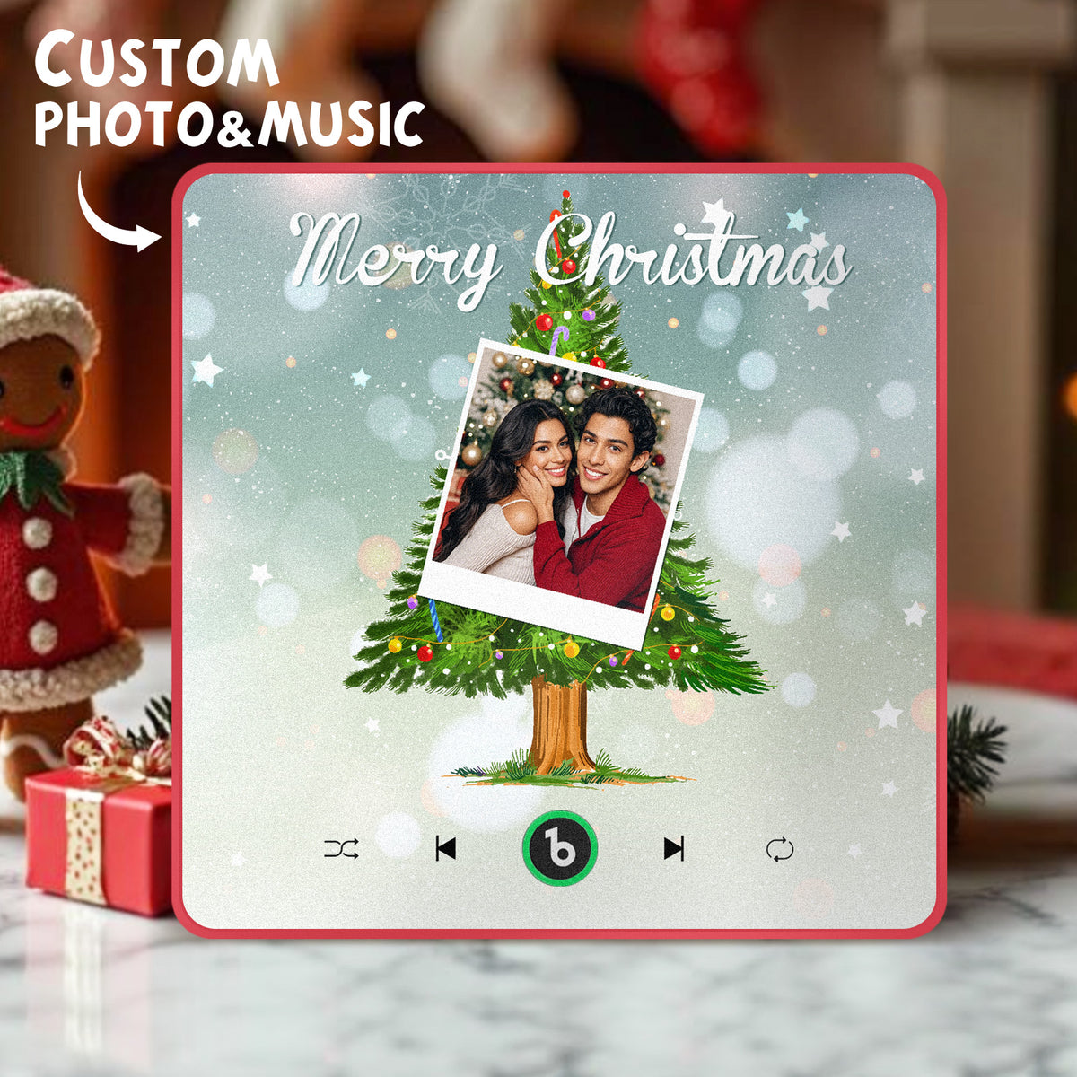 FridgeBeats Framed 4.0 Custom Music And Photo Fridge Magnet Christmas Tree Fridge Magnet for Christmas Gifts