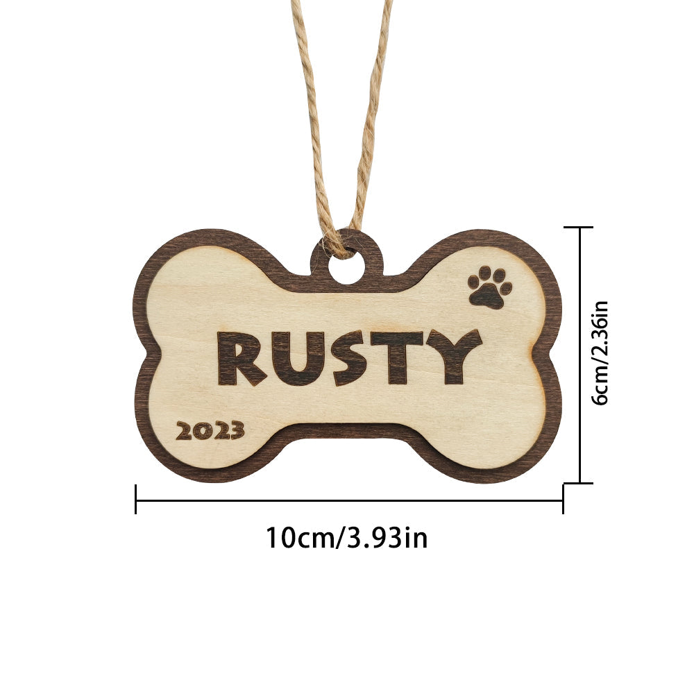 Personalized Dog Name Year Dog Bone Ornament Christmas Gift