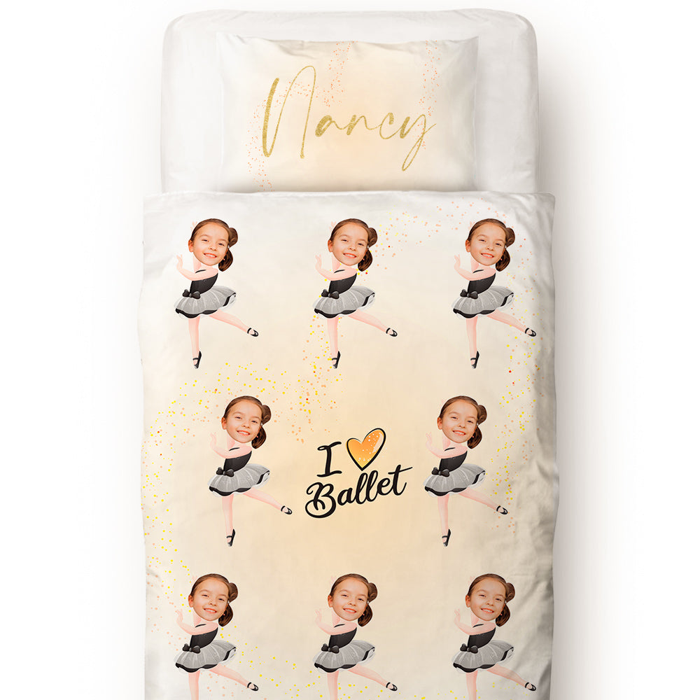 Custom Photo Engraved Quilt Cover Text Pillowcase Dancer Pattern Children's Gift Cover Only (Insert Not Included)
