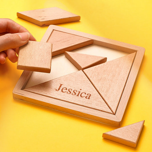 Custom Engraved Tangram Puzzle Wooden Jigsaw Puzzle Creative Gift
