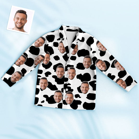 Custom Photo Face Pajama Cow Texture Funny Gifts