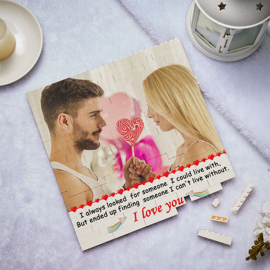 Custom Building Block Puzzle Photo Brick Square Gifts for Her I Love You