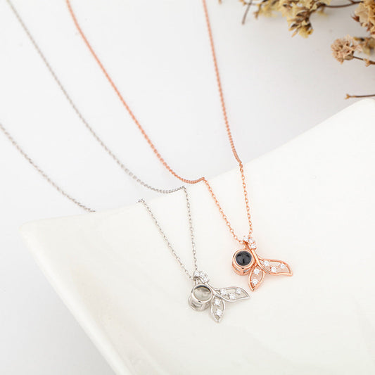 Custom Projection Necklace Mermaid Shape Photo Necklace Gift for Her