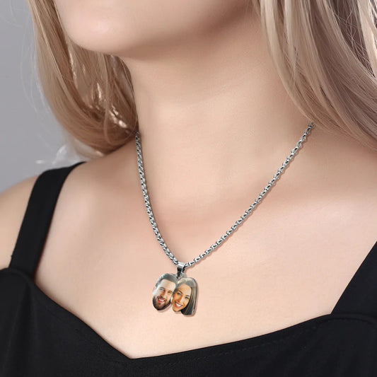 Custom Face Couple Necklace Personalized Shaped Acrylic Necklace