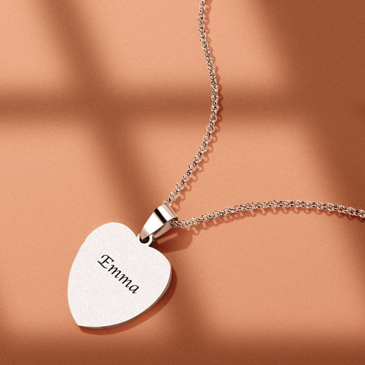 Scannable Code Necklace Engraved Heart Photo Necklace -Best Gifts for Your Lover