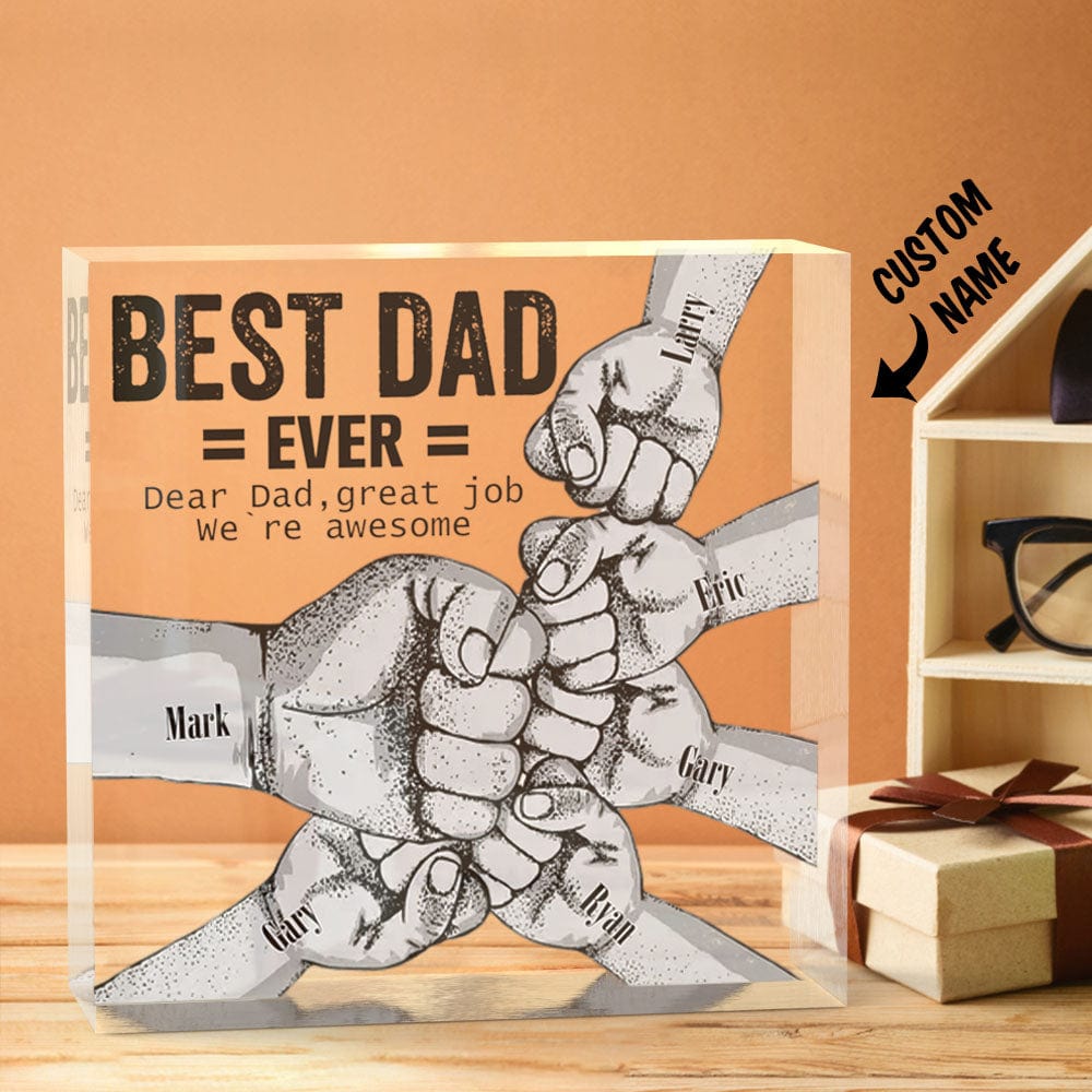 Custom Engraved Father's Day Crystal Ornaments Best Dad Ever Commemorate Gifts