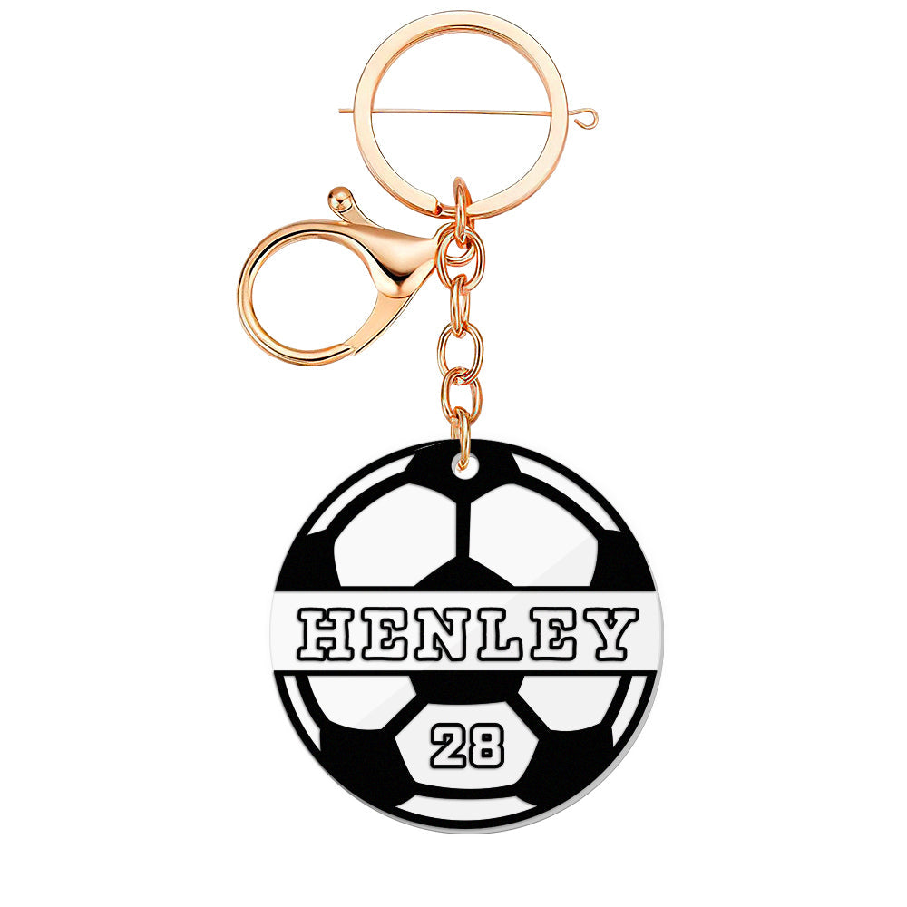 Personalized Soccer Keychain Custom Name Soccer Tag Gift for Soccer Fans