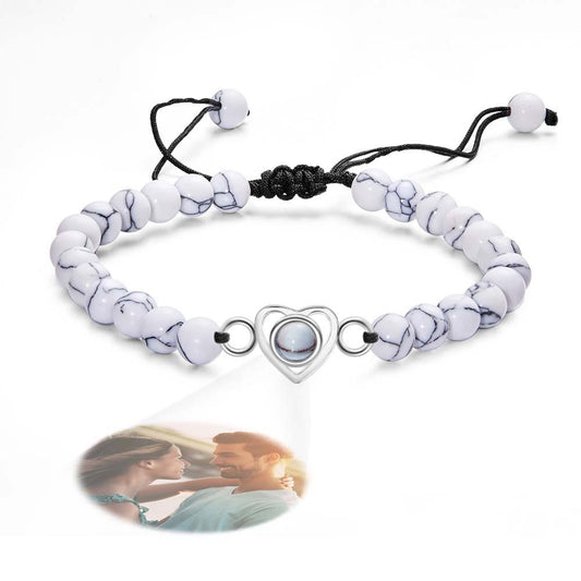 Personalized Photo Projection Beads Bracelet Heart-Shaped Bracelet Beautiful Gift For Her