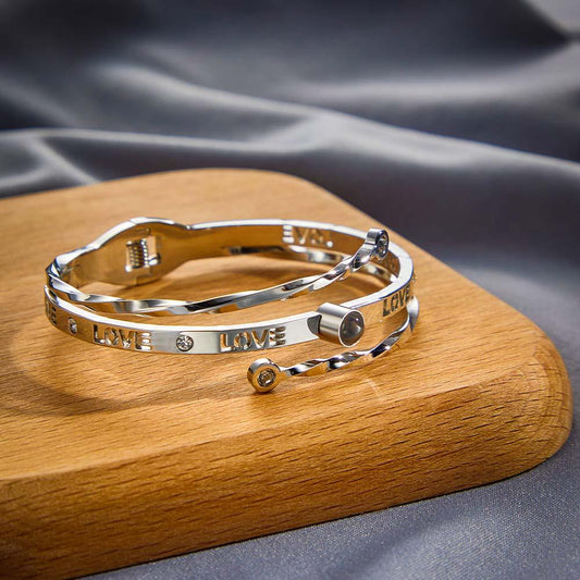 Personalized Photo Projection Bracelet Love With Rhinestones Free Adjustment Bracelet Gift For Her