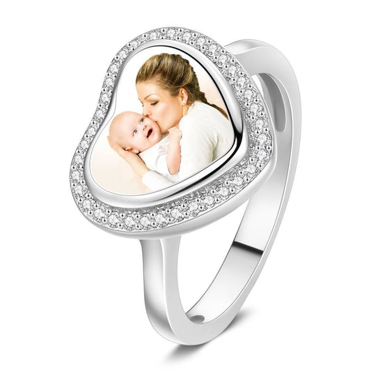 Heart Shaped Photo Ring Copper