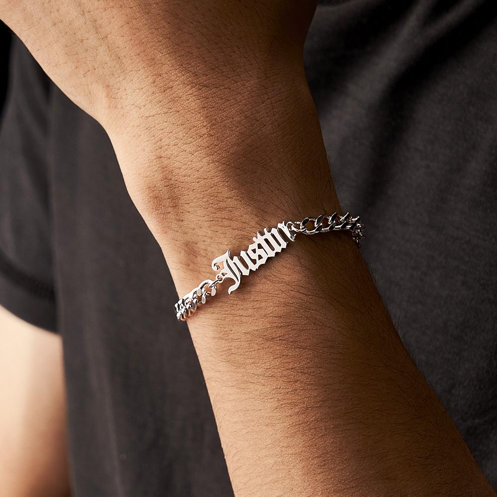 Custom Name Men's Stainless Steel Curb Chain Cuban Bracelet