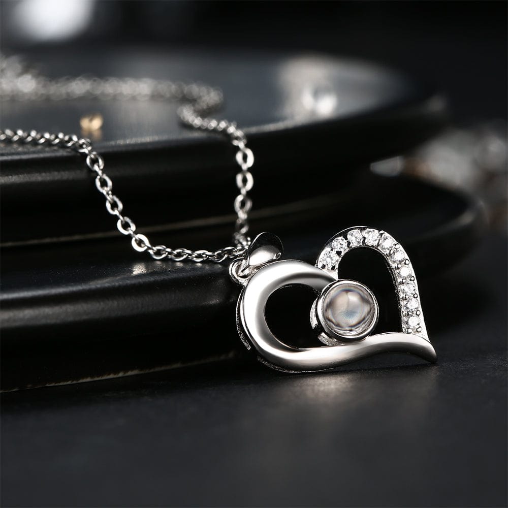 Photo Projection Necklace With Eternal Flower Jewelry Box Gifts for Mum - 2 Colors