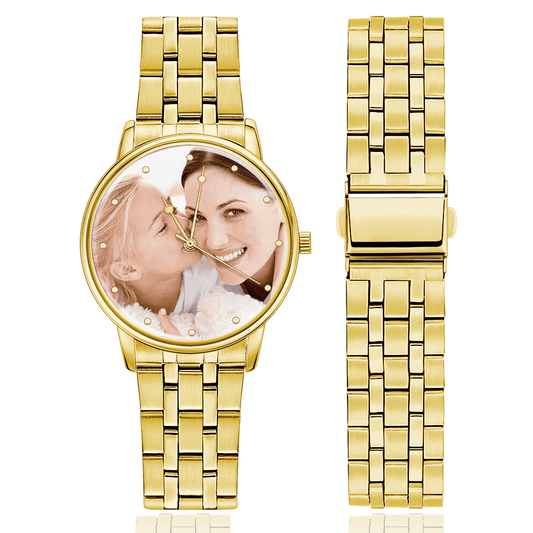 Unisex Engraved Photo Watch Alloy Strap 38mm