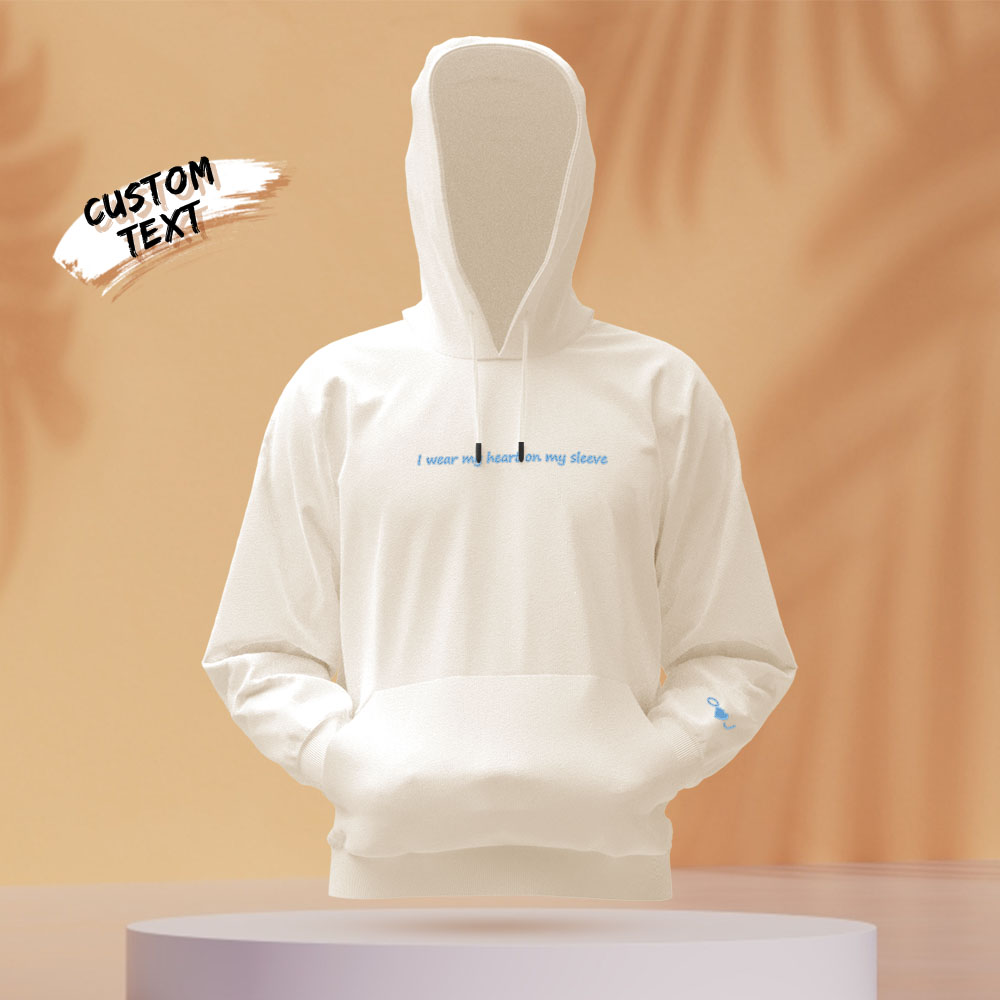 Personalized Engraved Hooded Sweater Heart On My Sleeve Fashion Gifts for Couple Unisex