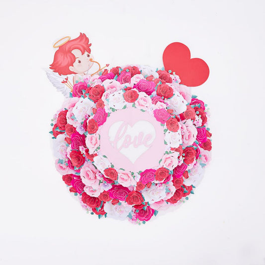 3D Creative Cupid Rose Wreath Pop Up Home Decor Garland