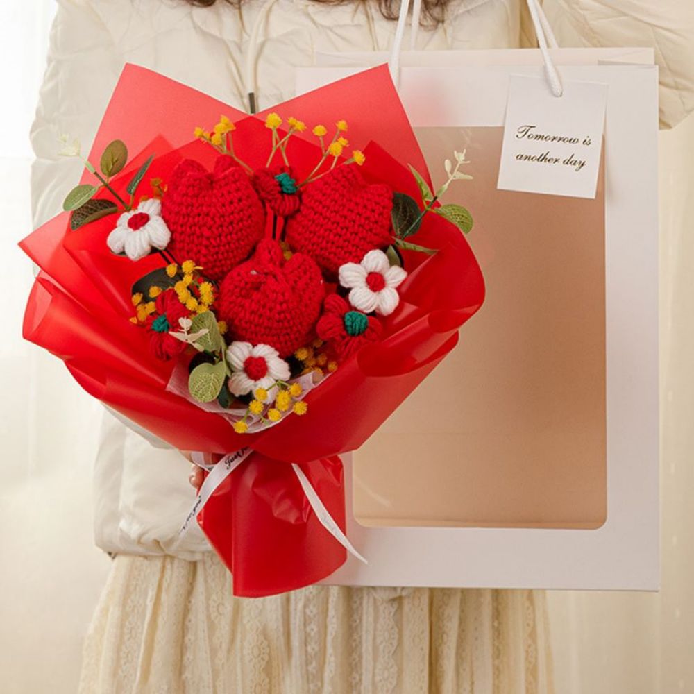 Crochet Flowers Bouquet Handmade Knitted Tulip Bouquet Wedding Gift