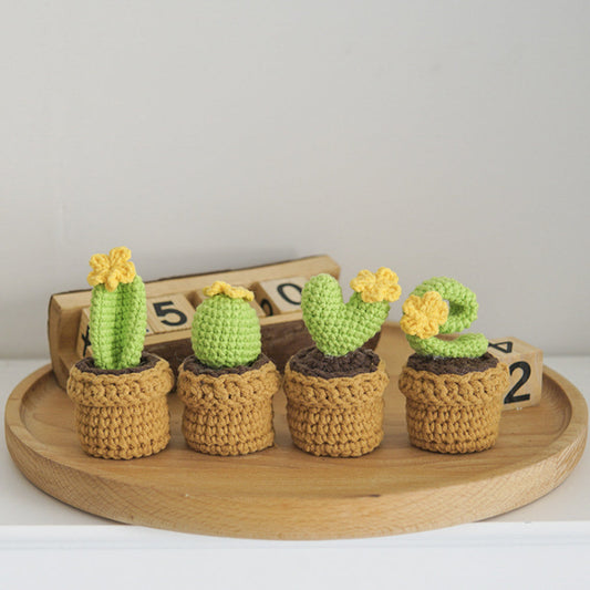 Love Handmade Crochet Completed Hand Woven Knitted Potted Plants Gift for Handicraft Lover