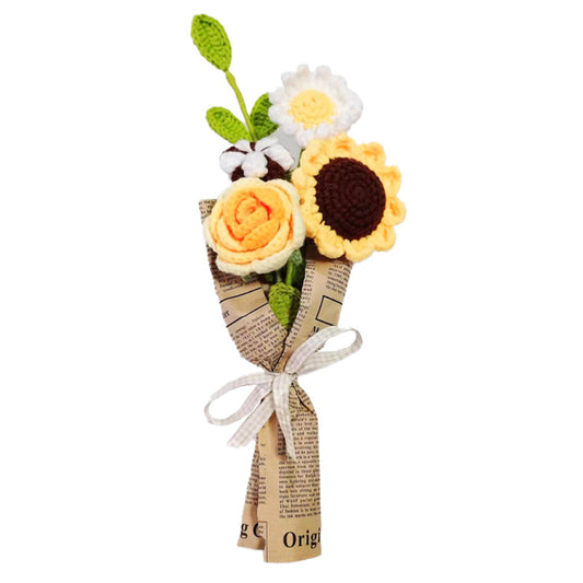 Crochet Flowers Bouquet Handmade Knitted Rose Bouquet Gift for Her Wedding Gift