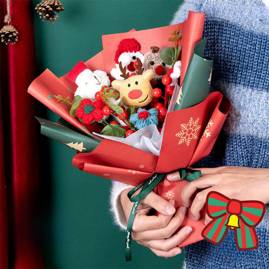 Christmas Crochet Flowers Bouquet Handmade Knitted Flower Gift for Her