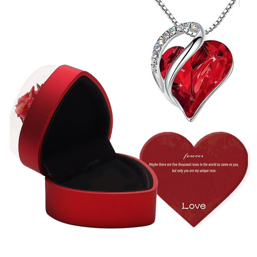 Rose Jewelry Box Heart Gift Box Necklace Gift Box Valentine's Day Gift for Her