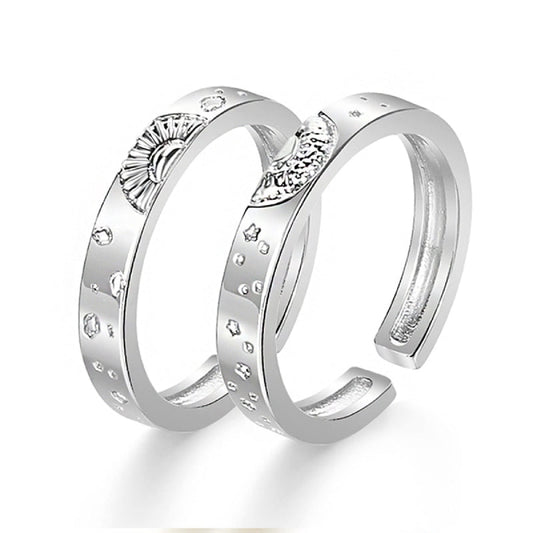 Sun and Moon Couple Rings Matching Ring Adjustable Ring Jewelry Gift for Lovers