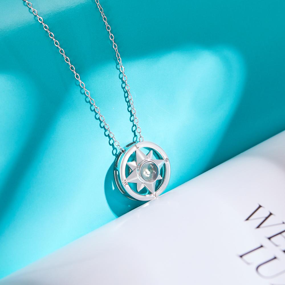 Custom Projection Photo Necklace Eight-Pointed Star Pendant Jewelry