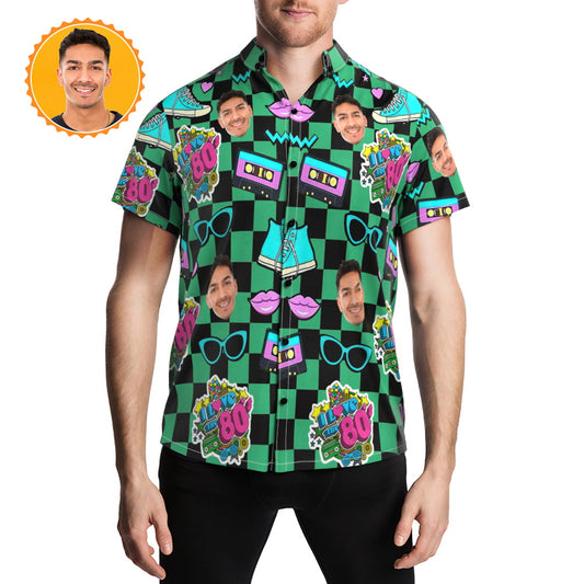 Customized Face Retro Hawaiian Shirt 80's Music Party Hawaii Shirts