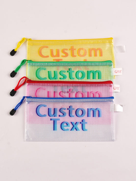 Personalized Wedding Stationery Zipper Bag - Custom Text Design