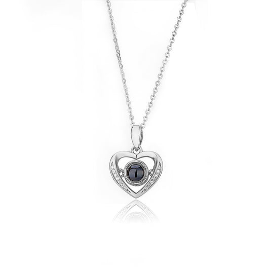 Personalized Heart Projection Necklace with Diamonds
