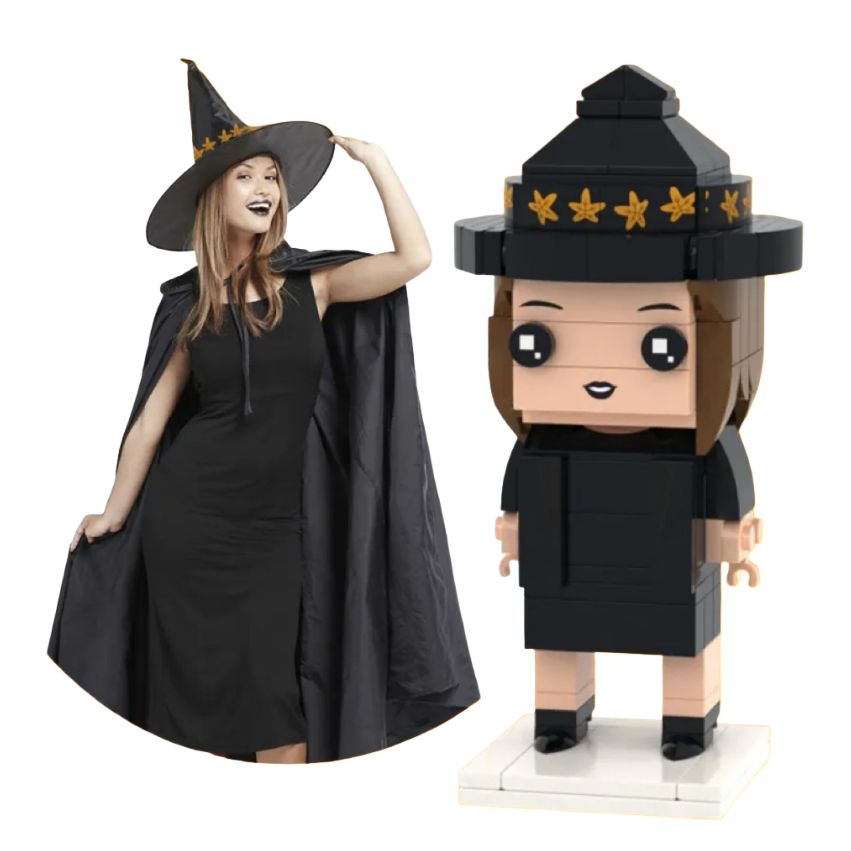 Full Body Custom 1 Person Brick Figures Small Particle Block Witche Brick Figures Halloween Gifts Personalized Small Particle Block Toy